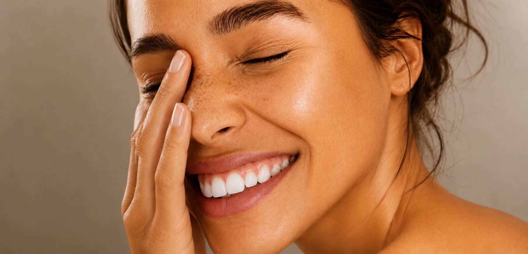Woman with glowing natural skin