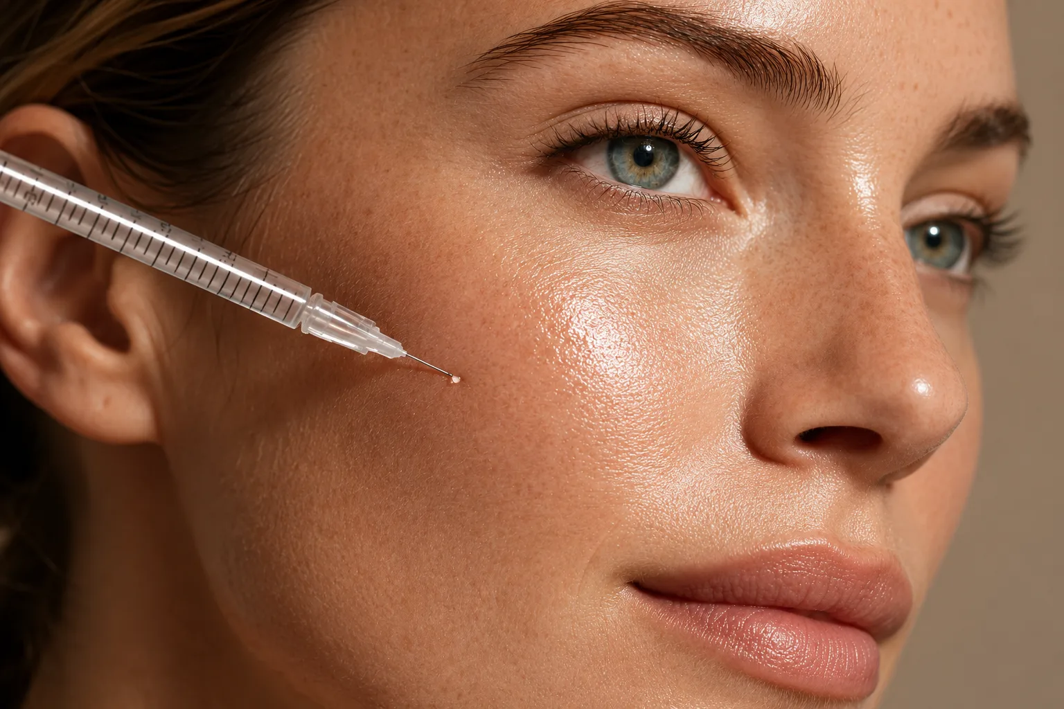 Close-up of a precise injectable treatment